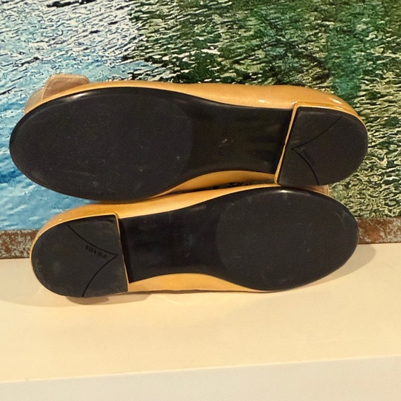 PRADA patent leather peep toe Bakelite ballet flats rare butter yellow color 36 - Picture 15 of 16